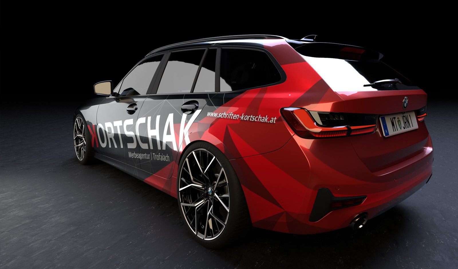 Kortschak Car-Wrapping – Firmenfahrzeug in Rot-Schwarz