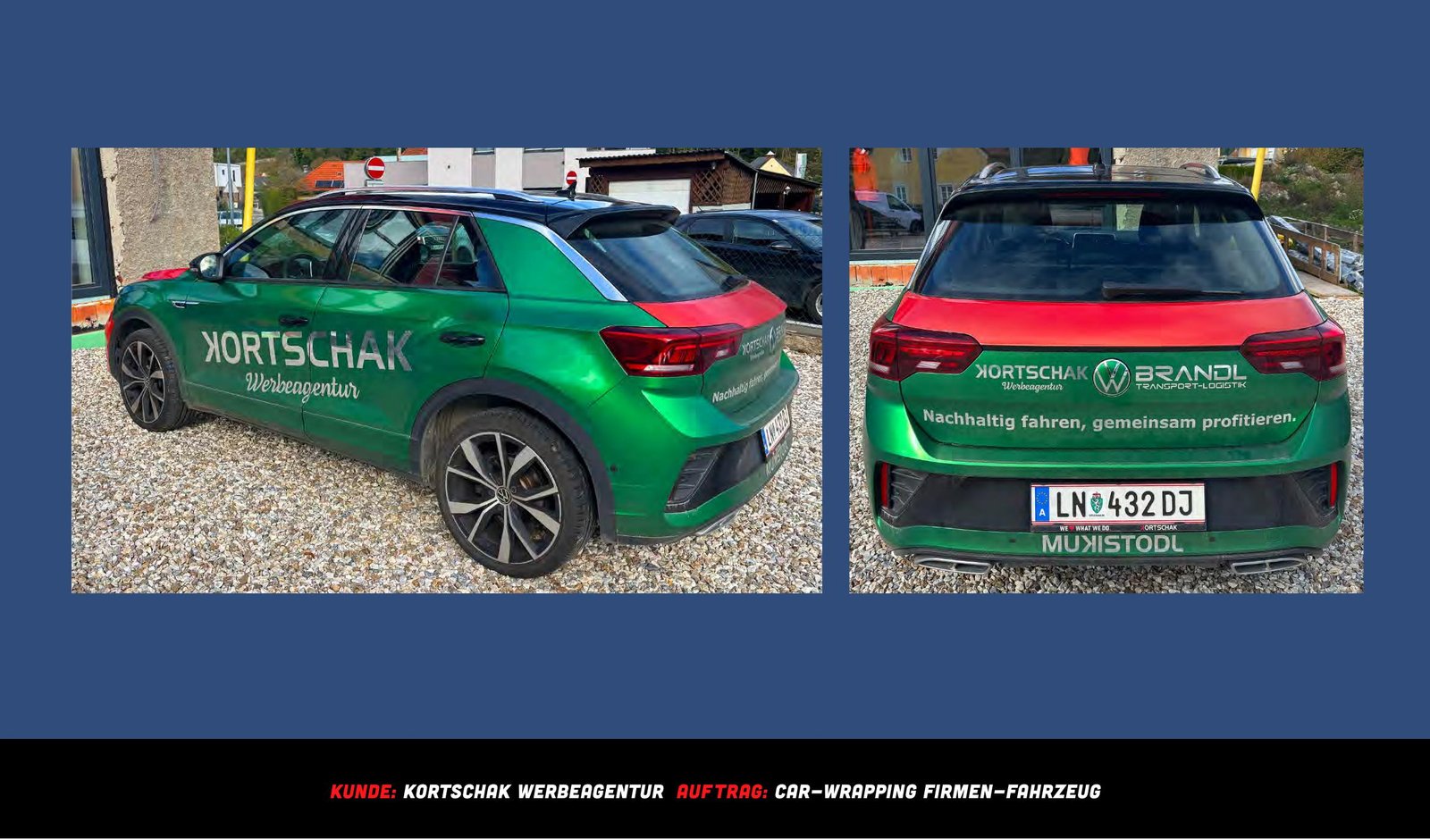 Kortschak Car-Wrapping – Firmenfahrzeug in Grün-Rot